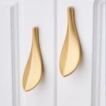 Nordic Brass Glod Leaves Cabinet Door Wardrobe Handle 2pairs Furniture Handle