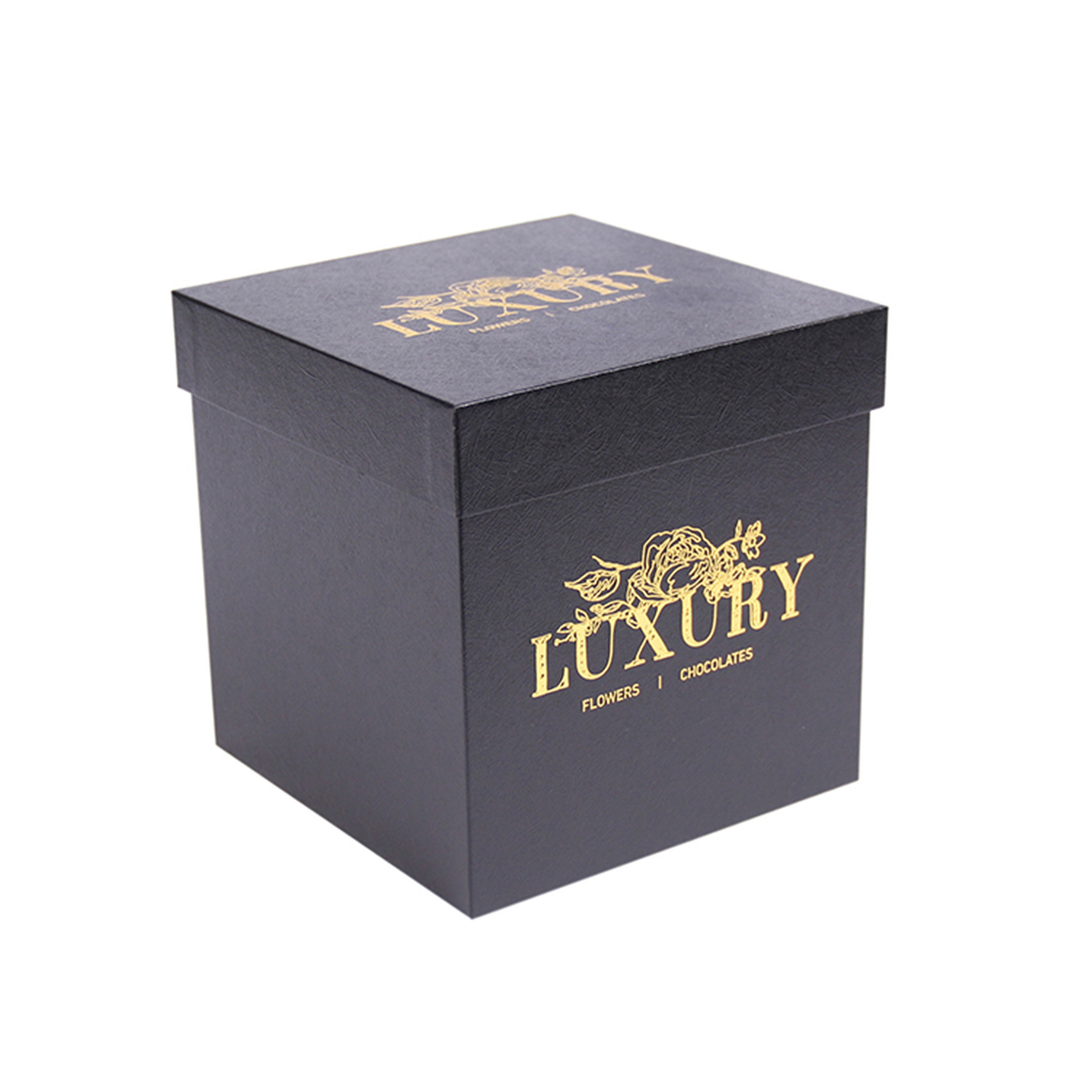 Square Pink Flower Packing Chipboard Gift Boxes With Logo Silver Foiled