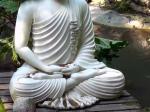 Marble Sitting Buddha Statue White Life Size Stone Hand Carving Garden