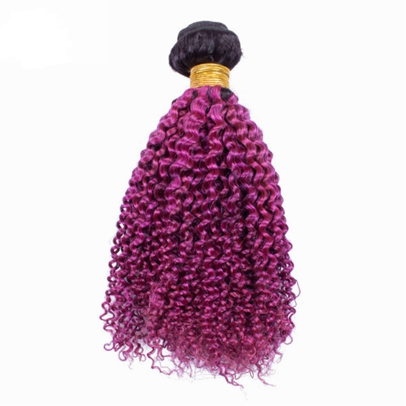 #T1B/Purple Kinky Curly Remy Human Hair Bundles Sew In Weave Bundles Brazilian Bundle Deals