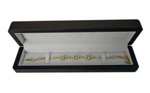 Quality Glossy Black Wooden Jewelry Box 24*6*3.6cm Dimension With Inner Faux Suede wholesale