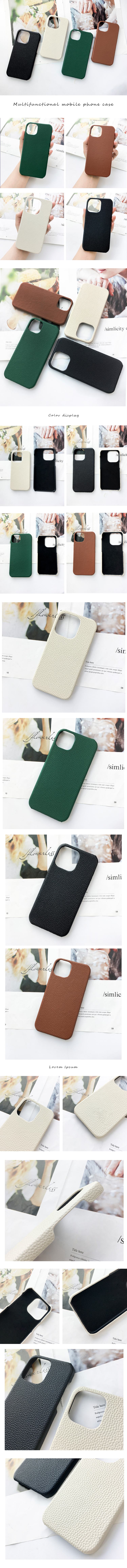 Minibook Handmade Luxury Full Grain Pebble Leather Phone Case for Iphone 13 14 Pro Max