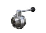 Threaded Male Hygienic Butterfly Valves Rjt Standard Food Grade SS304 SS316L