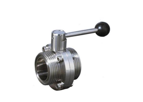 Threaded Male Hygienic Butterfly Valves Rjt Standard Food Grade SS304 SS316L