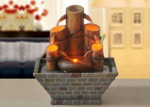 Quality Candle Bamboo Polyresin Indoor Water Fountain With Led Lights wholesale