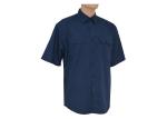 Men's 100% Cotton Twill Custom Work Shirts Short Sleeve Dark Blue Chest Pockets
