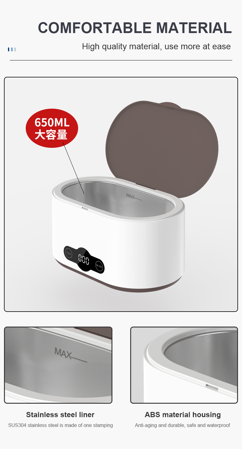 220V Ultrasonic Jewelry Cleaner 650ml Ultrasonic Watch Cleaning Machine