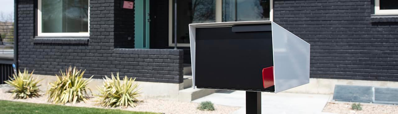 Mid Century Style Post Mount Mailbox for Garden by Surealong Modern in Black or White