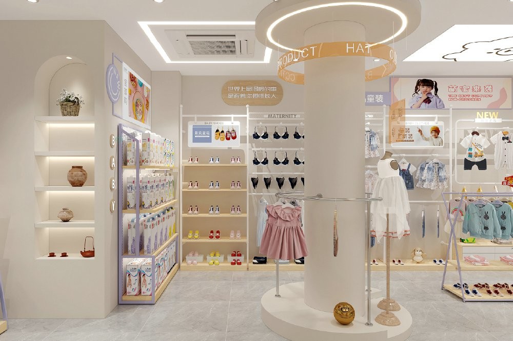 M2-D2 Children's Clothing Retail Store Cabinet with 5MM Andy Board Painting and Adjustable Shelves