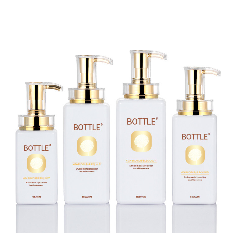 Biodegradable 300ml 400ml 500ml Square Airless Luxury Cosmetic Empty Packaging Plastic Shampoo Bottle