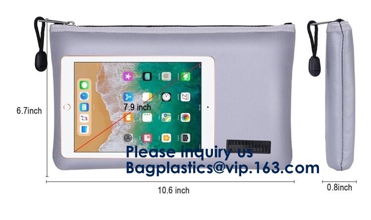 waterproof and fireproof resistant document bag,Lock Box Bag For Documents Money & Office Files Freproof Safe Bag with L