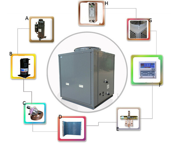 High Temperature Air To Water Heat Pump , Low Fuel Bills Air Source Hot Water Heater
