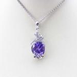 Sterling Silver Jewelry 9x11mm Oval Amethyst Cubic Zircoina Pneant (PSJ0416)