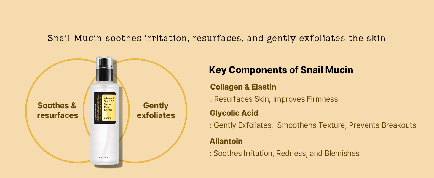 Hydrating Moisturizing Face Serum Snail Mucin 96% Power Repairing Essence 3.38 Fl.Oz 100ml