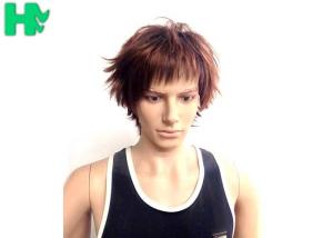 Quality Dark Brown Synthetic Mens Hair Pieces Wigs Silky Straight Customized wholesale