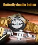 KINYUED Hollow water proof Leather strap Mechanical movement men watches