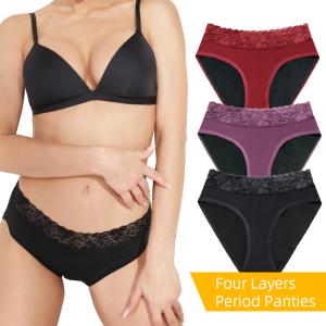 Quality Customized 4 Layers Heavy Absorption Lady Sexy Lace Menstrual Underwear wholesale