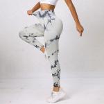 Seamless tie-dyed yoga pants high waist hip lift elastic peach hip fitness