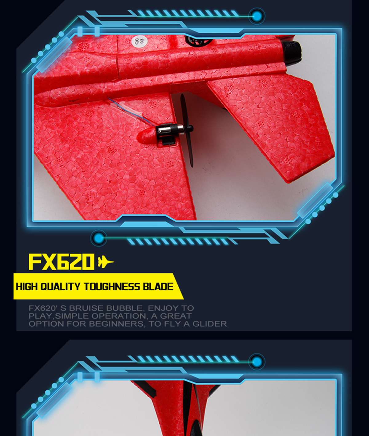 FX620 2.4GHz 2-Channel Foam RC Plane Model Glider RC Jet Airplane with Charging Time of 60 Mins and 3.7V 150mAh Battery