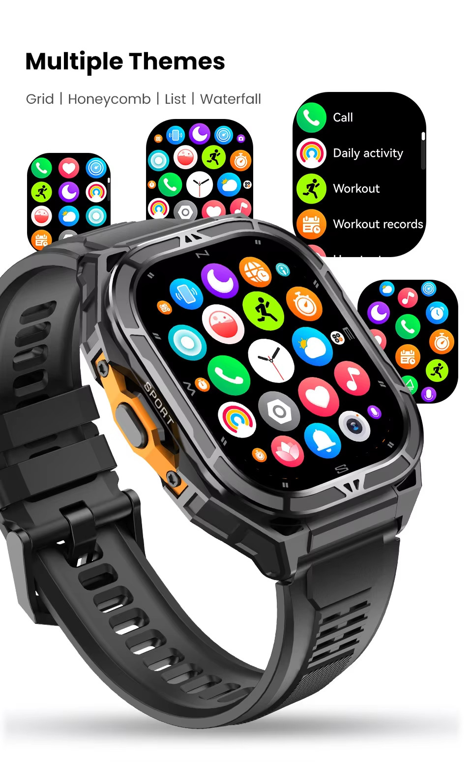 X5 Smartwatch Heart Rate Blood Oxygen BT Call Voice Assistant GPS Positioning