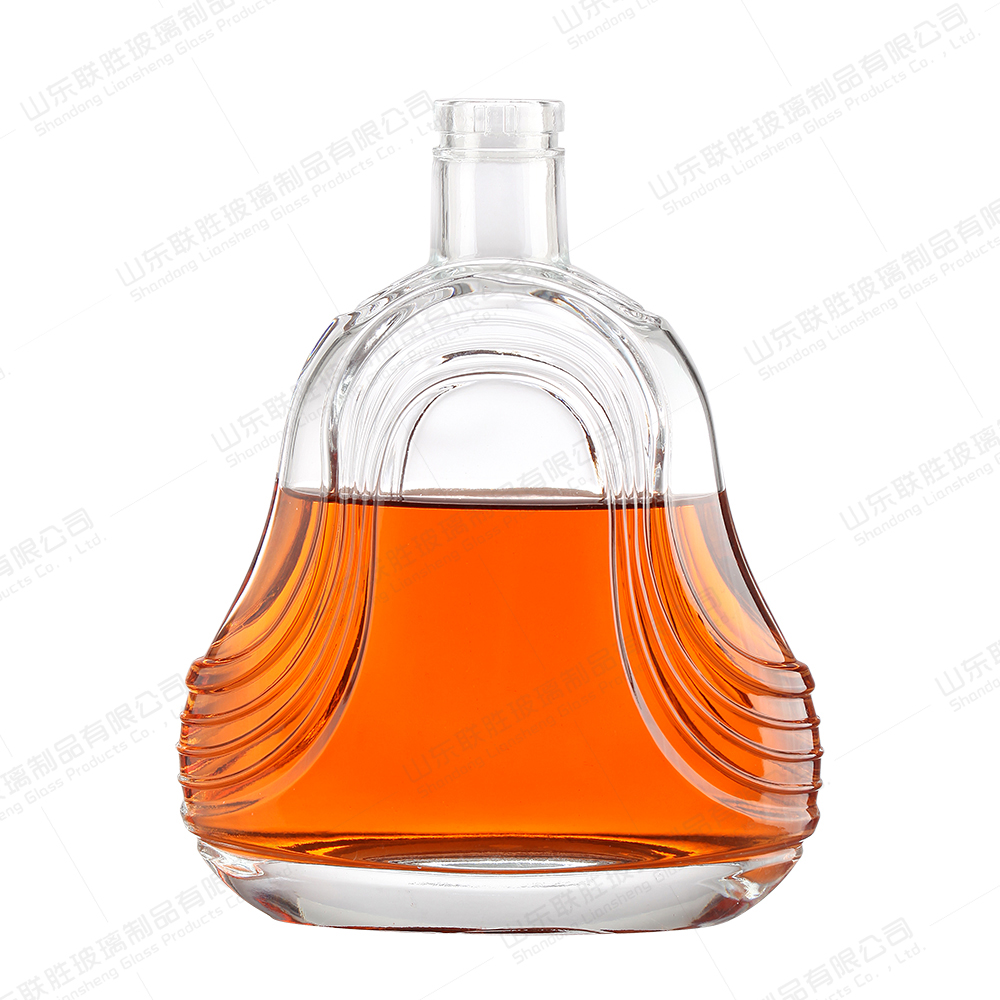 Custom Transparent Round Empty Glass Liquor Wine Vodka Tequila Whisky Bottle With Lid