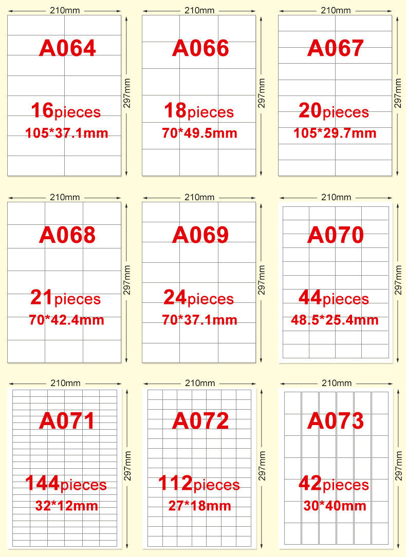 A4 80gsm Self Adhesive Label Sticker Paper For Printers Customized