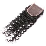 Raw Human Indian Hair Deep Wave Closure Full Density For Top Head