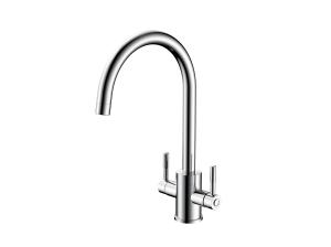 Quality Double Handle Kitchen Faucet Taps , Brass Chrome Kitchen Mixer wholesale
