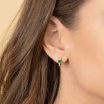 925 Sterling Silver Mini Gold Plated Baguette Hoop Huggie Earrings For Women