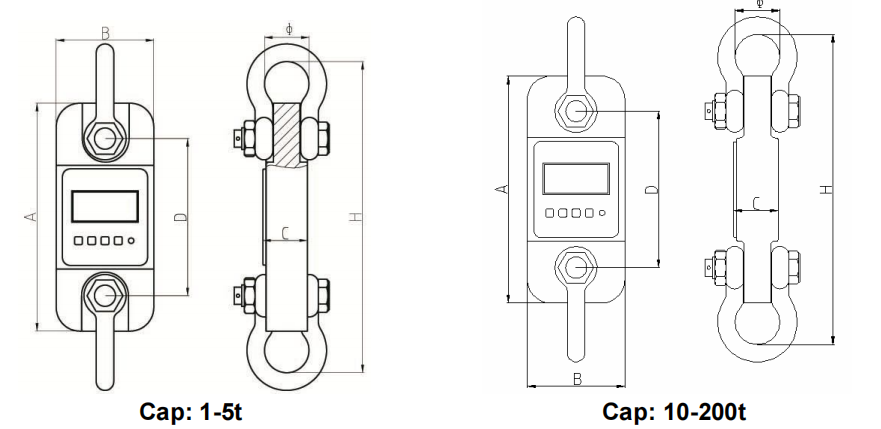 Offshore Crane Wireless Indicator And 1/5/10/20/30/50/100/300T Dynamometer B-W18