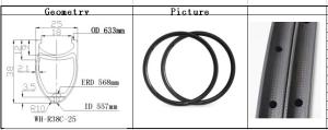 Quality New super light only460g OEM hot sale light weight 700C 38mm racing bike carbon rims 25mm wholesale