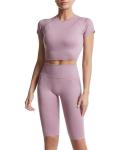 Custom Clothing Workout Sets For Women 2 Piece Seamless Ribbed Crop Tank High