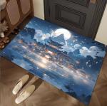 Cartoon Building Crystal Velvet Floor Carpets For Sofa Bedroom And Living Room