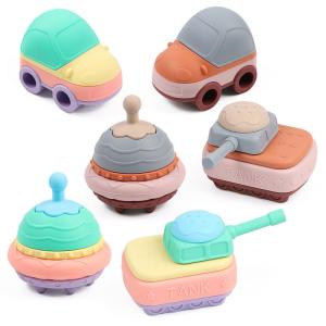 Quality Education Silicone Car Stacking Building Blocks Stackers Toddler Toys wholesale