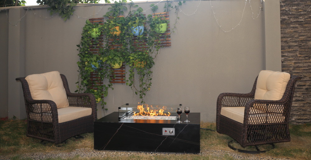 Square Steel Metal Outdoor Propane Gas Firepit For Enjoy Garden Life