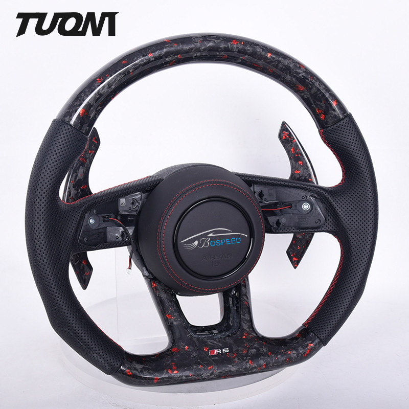 Forged Carbon Fiber Look Car Steering Wheel For Audi RS3 S3 A3 A4 RS4 With Paddles Shifter