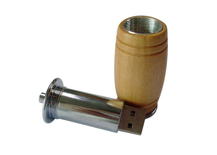 Wine Barrel Shape Wooden Usb Drive , 64g 3.0 Memory Sticks For PC
