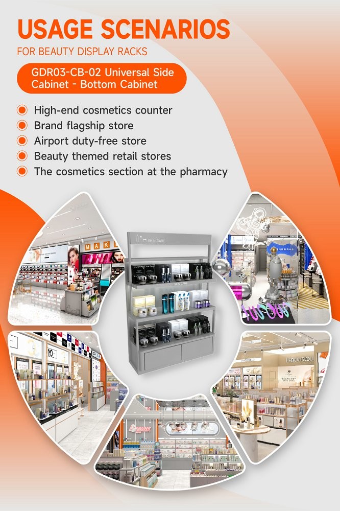 GDR03-CB-02 Universal Side Cabinet with 40mm Soft Film Light Box and Black Aluminum Price Tag Holder for Fashion Boutiques