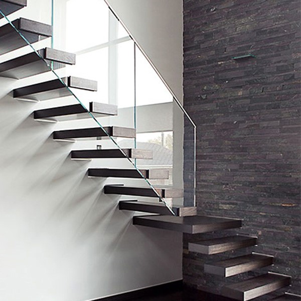 Movable Floating Steps Staircase Steel Folding Solid Wood Finish Home Application