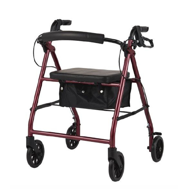 Four Wheels Aluminum Medical Folding Wheelchair Rollator Walker