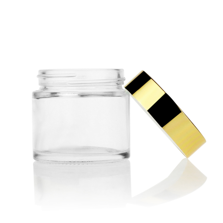 Round Cream Glass Jars Transparent Skin Care Packaging 15g-100g
