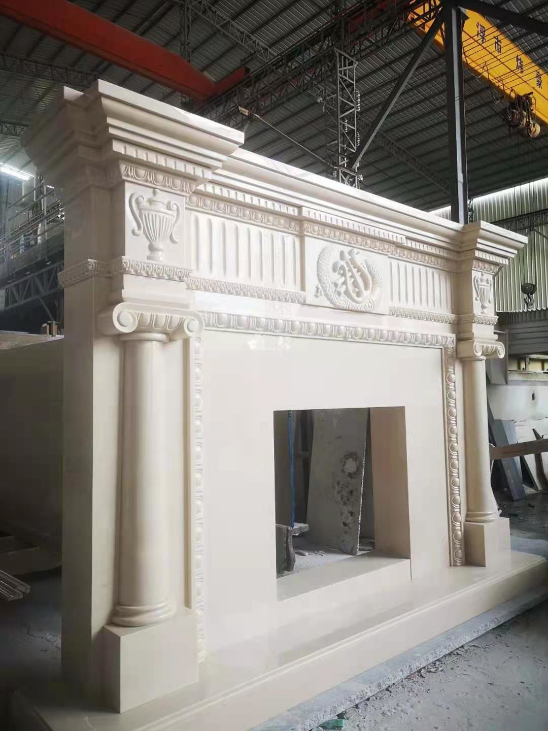 30mm Thick White Marble Tile Fireplace Mantel Throughout Surround Inspirations