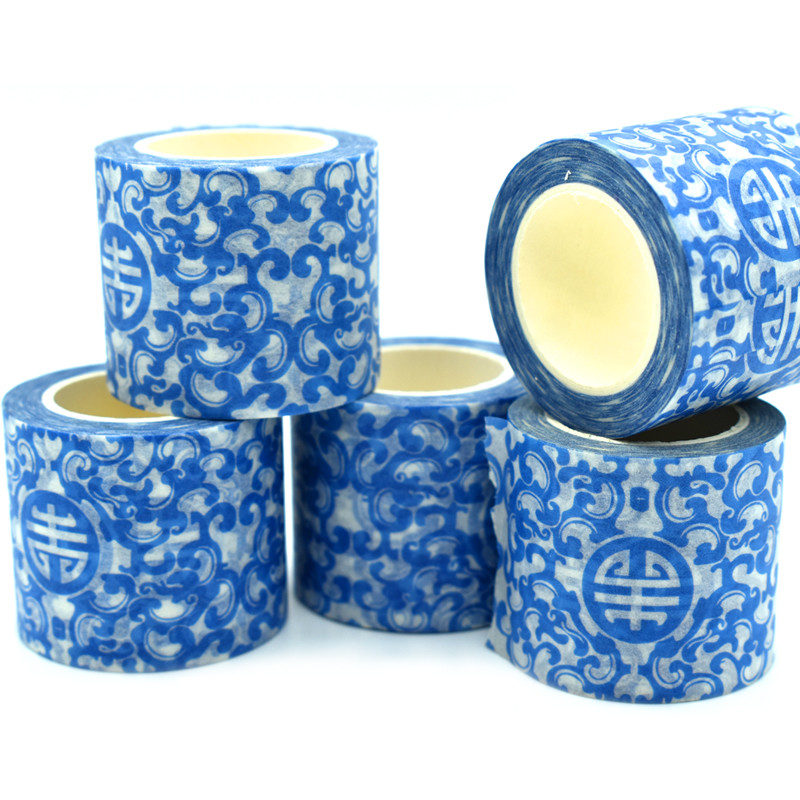 Blue White Porcelain Washi Masking Tape For DIY Crafts
