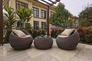 Quality Hotel Outdoor Light Luxury Ellipse PE Rattan Sofa Set Patio Garden Waterproof Metal Furniture wholesale