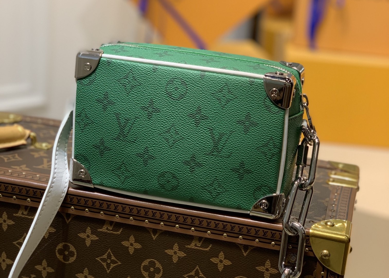 Mini Soft Trunk Chain Bag Monogram Carvas And Leather Luxury Cross-Body Bag Unique Letters Decrocation Box Bag