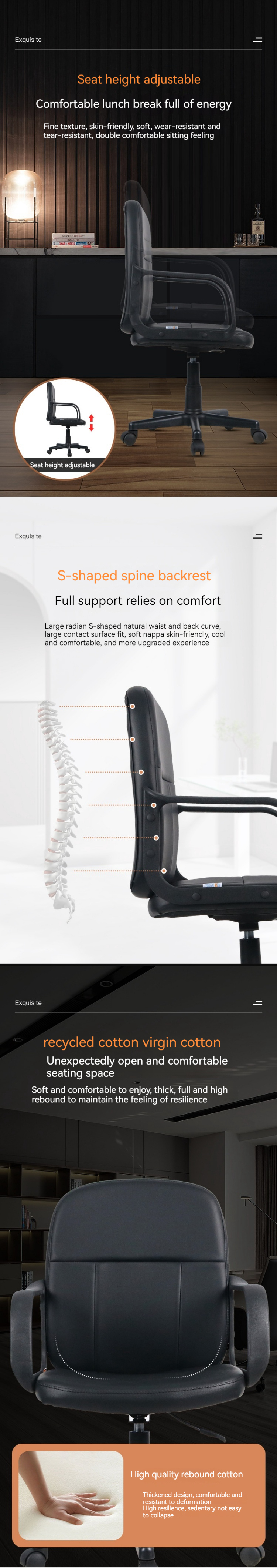Y Genuine Leather Backrest Office Computer Chair Conference Office Swivel Chair