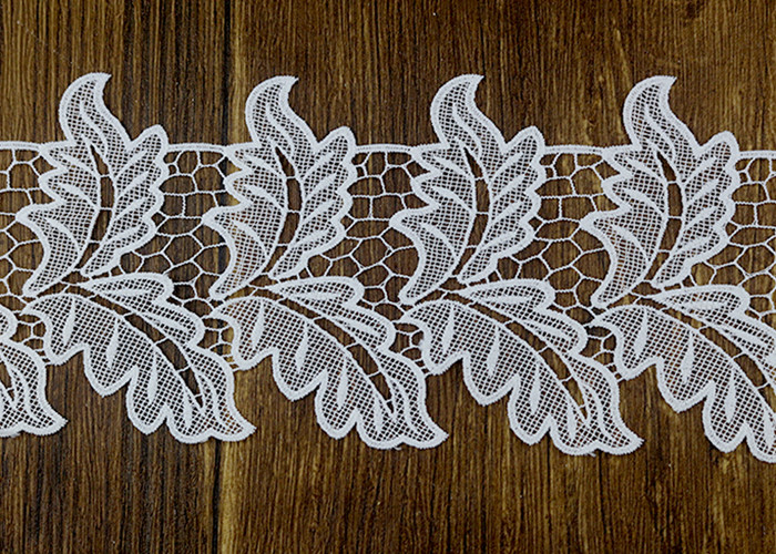Leaf Guipure Polyester Lace Trim With Water Soluble Reach L4 High Color Fastness