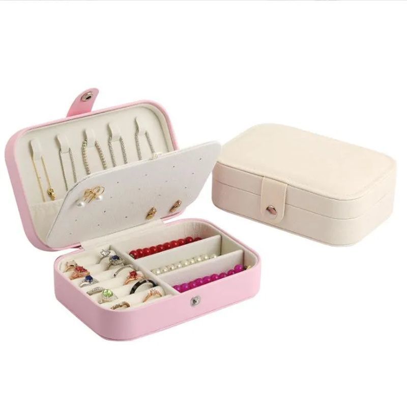 PU Leather Jewelry Set Gift Box with Zipper, China Wholesale Luxury Festival Jewellery Packaging Box, Ring/Necklace Storage Shipping Journey Box