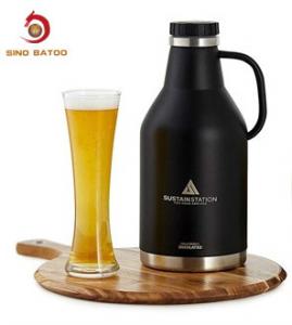 Quality Stainless Steel Vacuum Insulated Growlers , Black 2L Screw Top Growler Double Wall wholesale