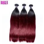 Virgin Natural Burgundy Hair 3 Bundles With 4*4 Lace Closure , Straight Hair